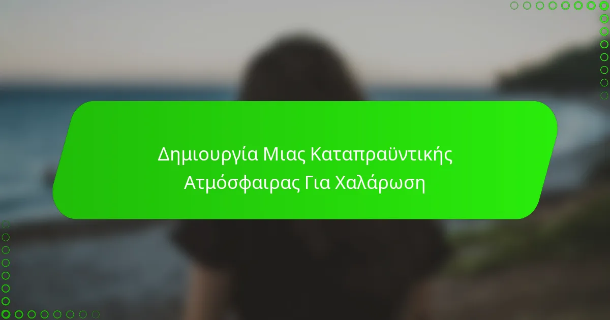 Δημιουργία Μιας Καταπραϋντικής Ατμόσφαιρας Για Χαλάρωση