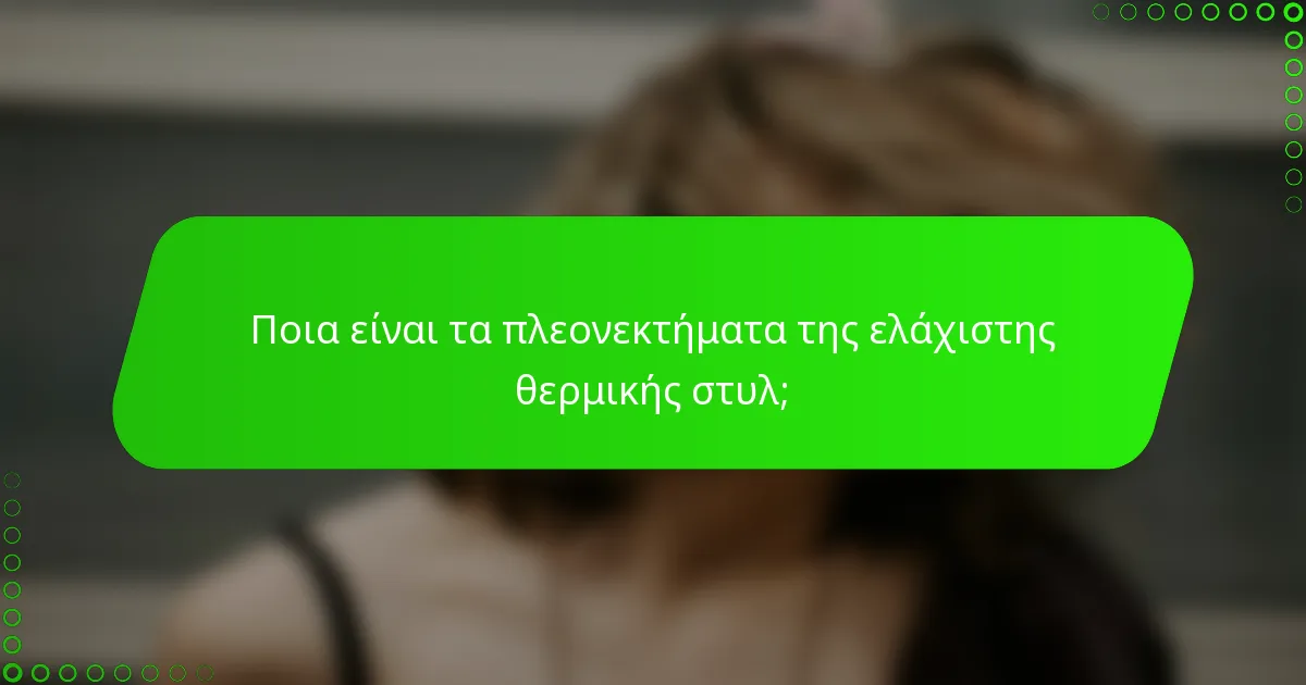 Ποια είναι τα πλεονεκτήματα της ελάχιστης θερμικής στυλ;